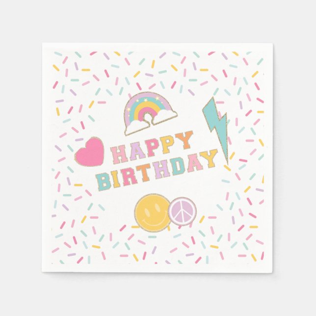 Serviette En Papier Lettre preppy Patch Plaques papier d'anniversaire (Devant)