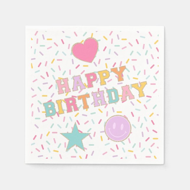 Serviette En Papier Lettre preppy Patch Plaques papier d'anniversaire (Devant)