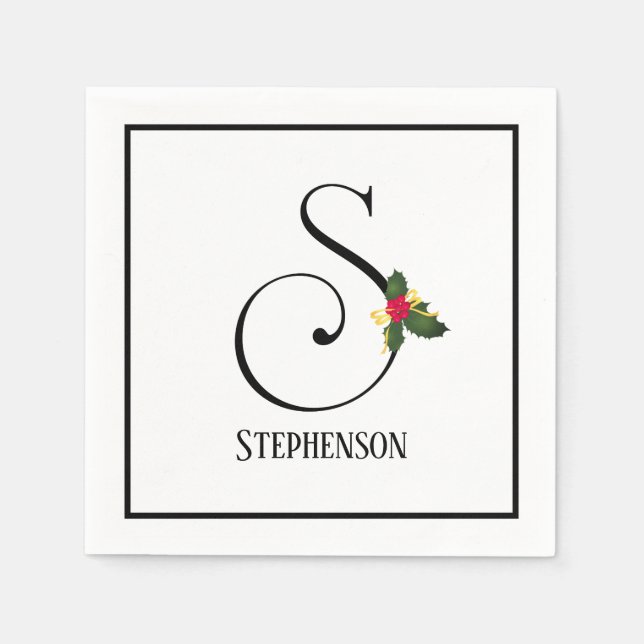 Serviette En Papier Lettre S Papier Monogramme Élégante (Devant)