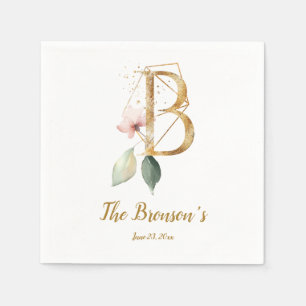 Serviette En Papier Lettre stylisée B Mariage Floral Napkins