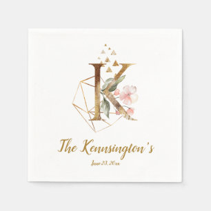 Serviette En Papier Lettre stylisée K Mariage Floral serviettes