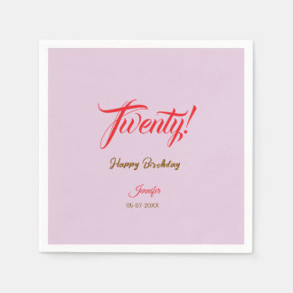 Serviette En Papier lettre vingt20 anniversaire ajouter nom date année