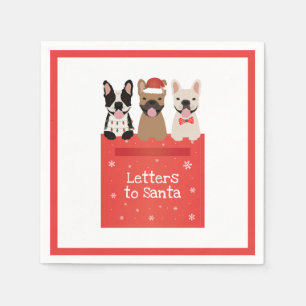 Serviette En Papier Lettres au Père Noël Bouledogues Français