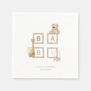 Serviette En Papier Lettres Boho Neutral Bois Block