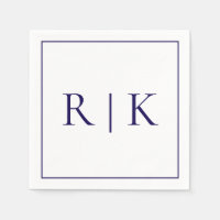 Lettres Monogrammes initiales Mariage bleu marine