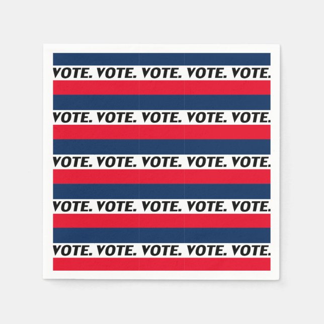 Serviette En Papier Lettres noires "Voter", blanc rouge (Devant)