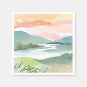 Serviette En Papier Lever de soleil matinal sur le lac   Nature à l'aq