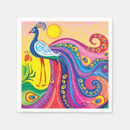Serviette En Papier Lever du soleil avec paon