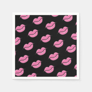 Serviette En Papier Lèvres Brillantes Roses Beauté Maquillage Fête d'A