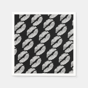 Serviette En Papier Lèvres d'Argent Embrasse la Beauté Fête d'Annivers