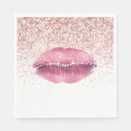 Serviette En Papier Lèvres de Parties scintillant Glam Glitz Rose