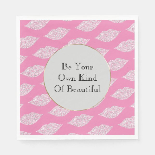 Serviette En Papier Lèvres diamant rose blanc (Devant)