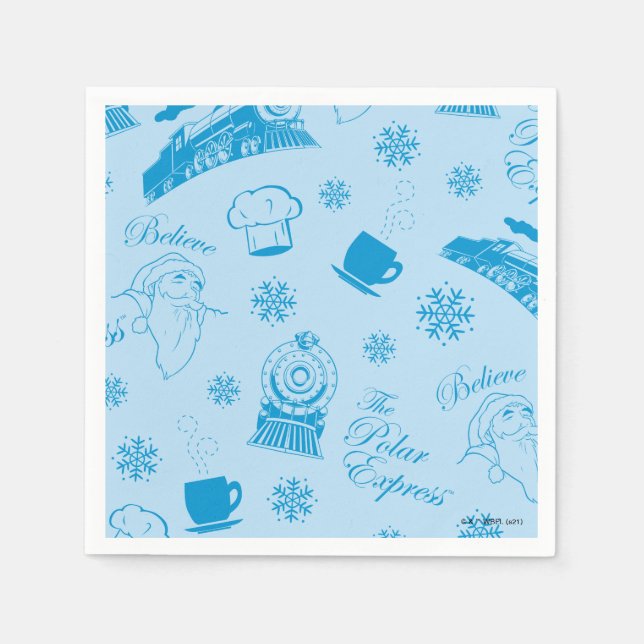Serviette En Papier L'Express polaire | Motif d'icône de vacances bleu (Devant)