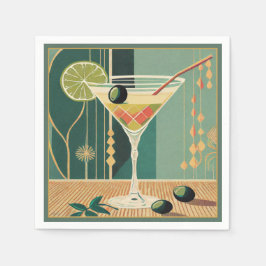 Serviette En Papier L'Heure Du Cocktail Martini Moderne Du Milieu Du S