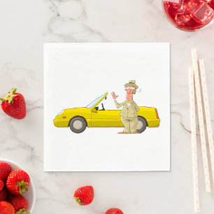 Serviette En Papier L'Homme Et Sa Voiture Jaune