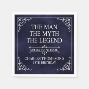 Serviette En Papier L'Homme Le Mythe La Légende 75e anniversaire Bleu