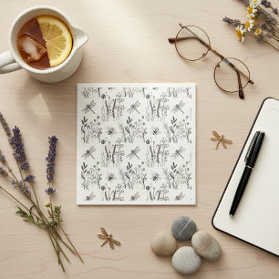 Serviette En Papier Libellules Élégantes & Fleurs Sauvages