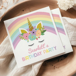 Serviette En Papier Licorne Arc-en-ciel Fête d'anniversaire