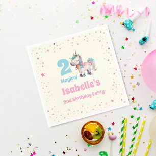 Serviette En Papier Licorne Deux Magique 2ème  Anniversaire 