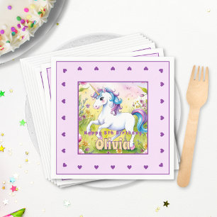 Serviette En Papier Licorne Magique Pastel Anniversaire Personnalisé
