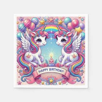 Serviette En Papier Licornes Royales Arc-en-Ciel