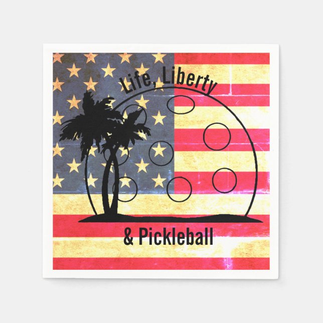 Serviette En Papier Life Liberty & Pickleball USA (Devant)