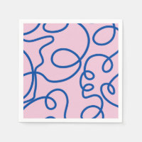 Ligne Abstraite Art Rétro Rose Et Bleu