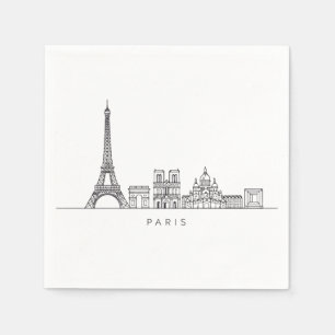 Serviette En Papier Ligne artistique minimaliste de la skyline de Pari
