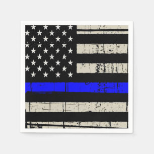 Serviette En Papier Ligne Bleue Drapeau Soutien de la police américain