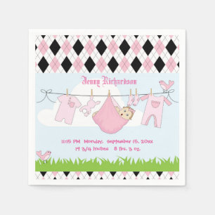 Serviette En Papier Ligne de vêtements mignonette bébé fille