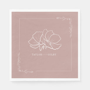 Serviette En Papier Ligne Mariage de tonalité rose de la Terre