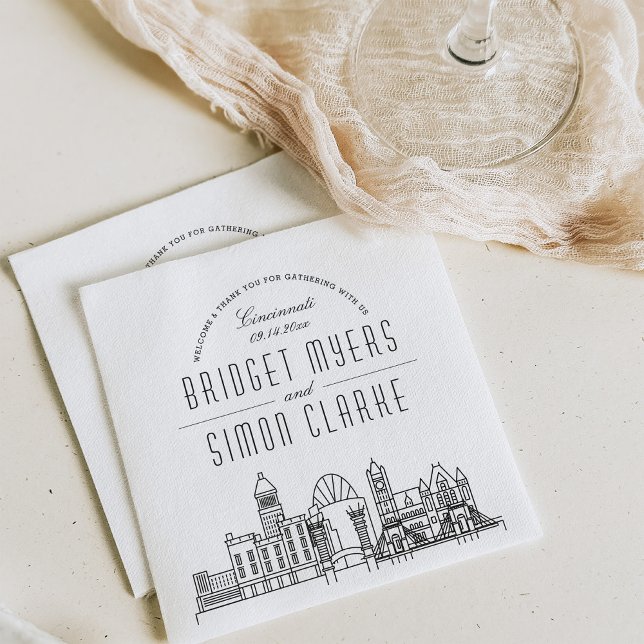 Serviette En Papier Ligne Skyline Cincinnati Deco | Mariage, événement (Créateur téléchargé)