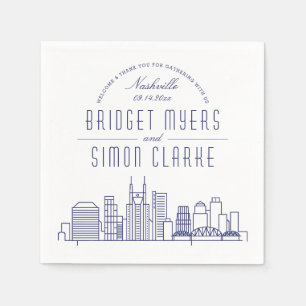 Serviette En Papier Ligne Skyline marine Nashville Deco   Événement ma
