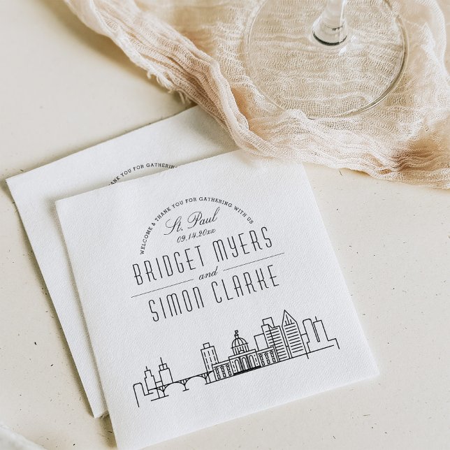 Serviette En Papier Ligne Skyline St. Paul Deco | Événement Mariage (Créateur téléchargé)