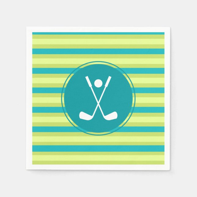 Serviette En Papier Ligne verte et bleue Élégant Golf Lover Sport (Devant)