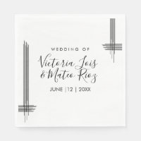 Lignes Abstraites Noir Blanc Mariage Moderne