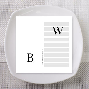 Serviette En Papier Lignes d'accent de mariage avec initiales modernes