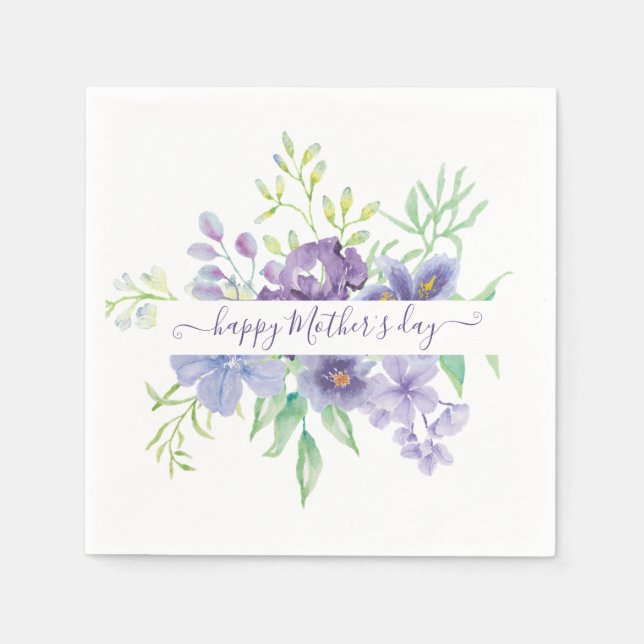 Serviette En Papier Lilac aquarelle florale personnalisée (Devant)