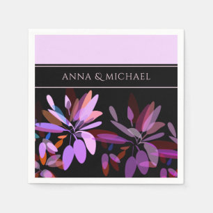 Serviette En Papier Lilac fiançailles/Elegant et Floral noir