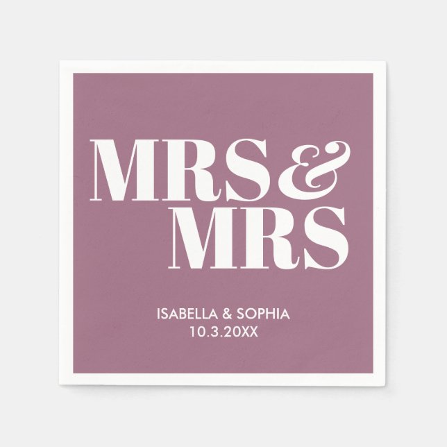 Serviette En Papier Lilac Mme & Mme Mariage personnalisée Napkins (Devant)