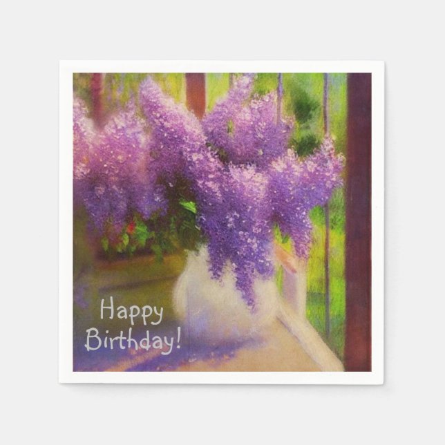 Serviette En Papier Lilacs dans un Vase anniversaire (Devant)