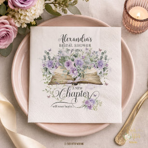 Serviette En Papier Lilas Violet Floral Livre Nouveau Chapitre Enterre