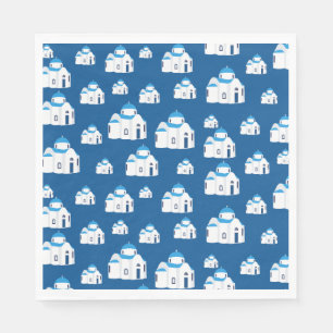 Serviette En Papier L'île grecque Santorin Blue Dome