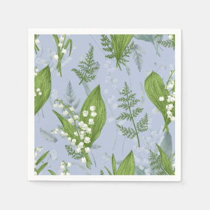 Serviette En Papier Lily de Vallée avec des fougères Bleu Clair
