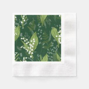 Serviette En Papier Lily de Vallée avec des fougères Vert Foncé