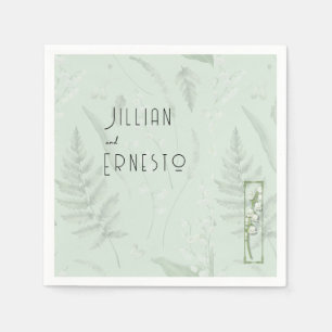Serviette En Papier Lily de Valley Sage vert avec illustration