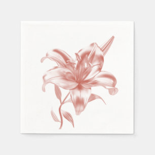 Serviette En Papier Lily en soie métallisée rose blush