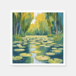 Serviette En Papier Lily Pad Pond Nature à l'aquarelle verte