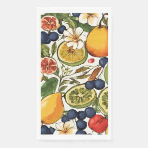 Serviette En Papier Limes méditerranéennes, citrons et fleurs. Peint
