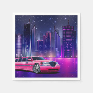 Serviette En Papier Limousine rose City Sweet 16 Anniversaire Fête